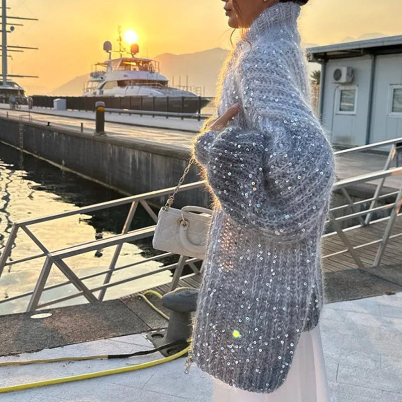 Πλεκτό πουλόβερ με ομοιόμορφα στρας