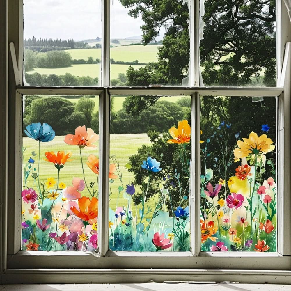 Pegatinas florales adhesivas para ventanas 