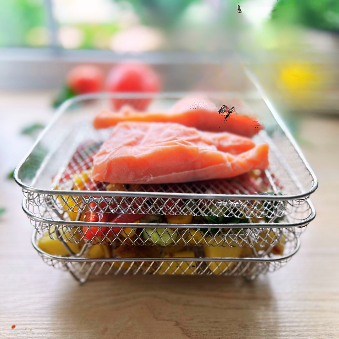 Rétegezhető kosarak egyenletes légkeveréses sütéshez (x3) 