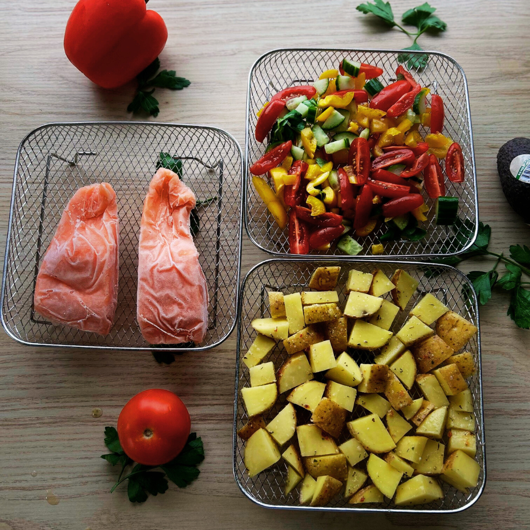 Rétegezhető kosarak egyenletes légkeveréses sütéshez (x3) 