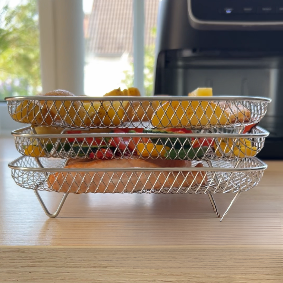 Rétegezhető kosarak egyenletes légkeveréses sütéshez (x3) 