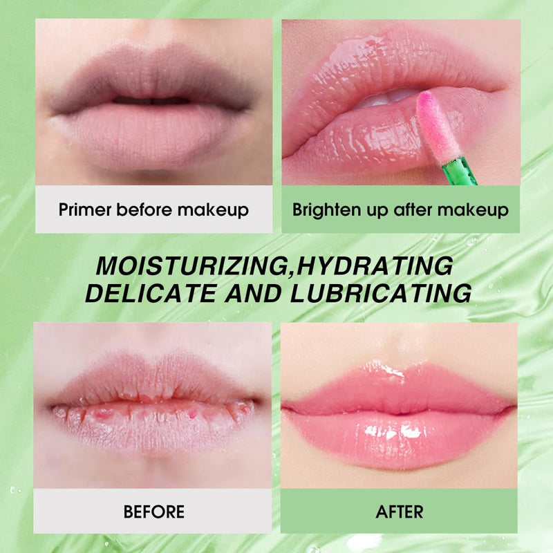 Labios carnosos y brillantes en un solo gesto 