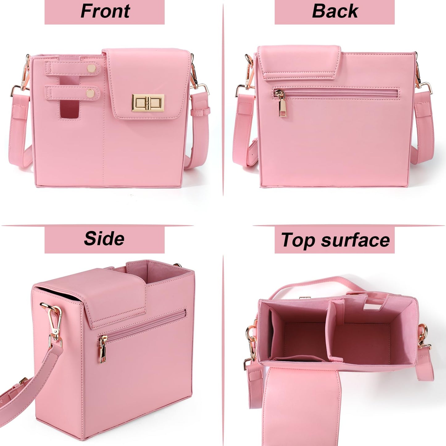 Bolso elegante con portavasos integrado para mujeres activas 