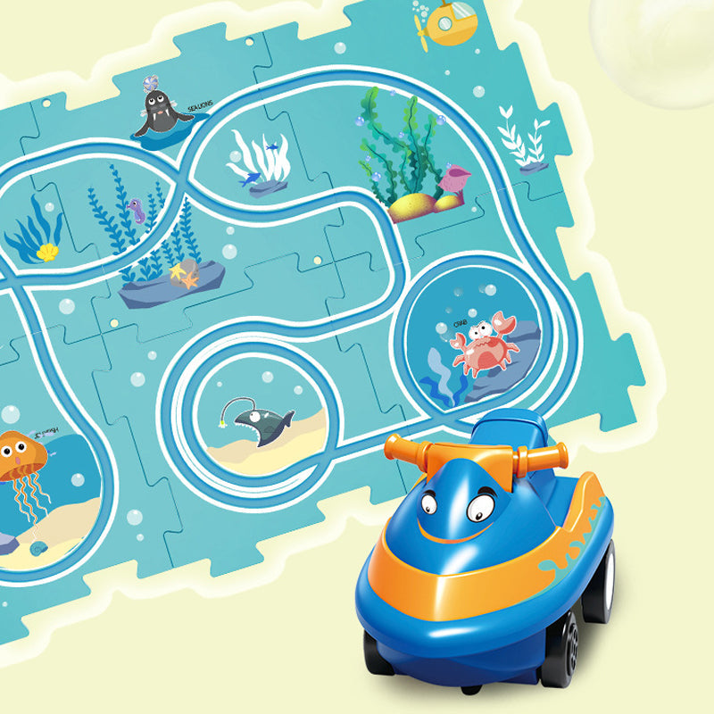 Circuit-puzzle educativo con vehículos eléctricos 