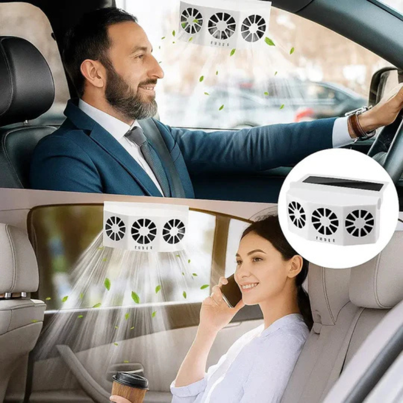 Solcellsdriven bilfläkt med USB-laddning