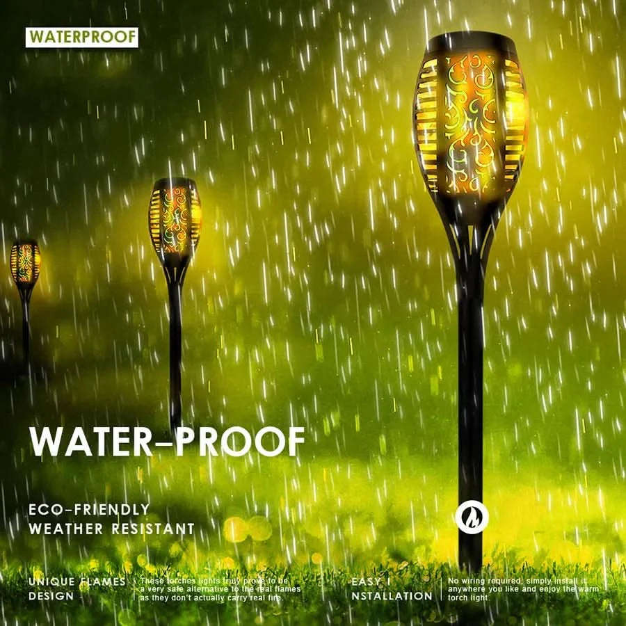 LED sluneční lampa – realistický plamen bez ohně 