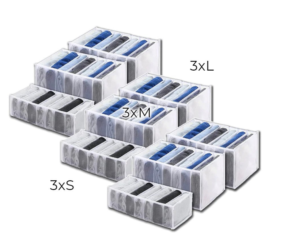 Súprava úložných boxov na organizáciu vašich zásuviek (x3) 
