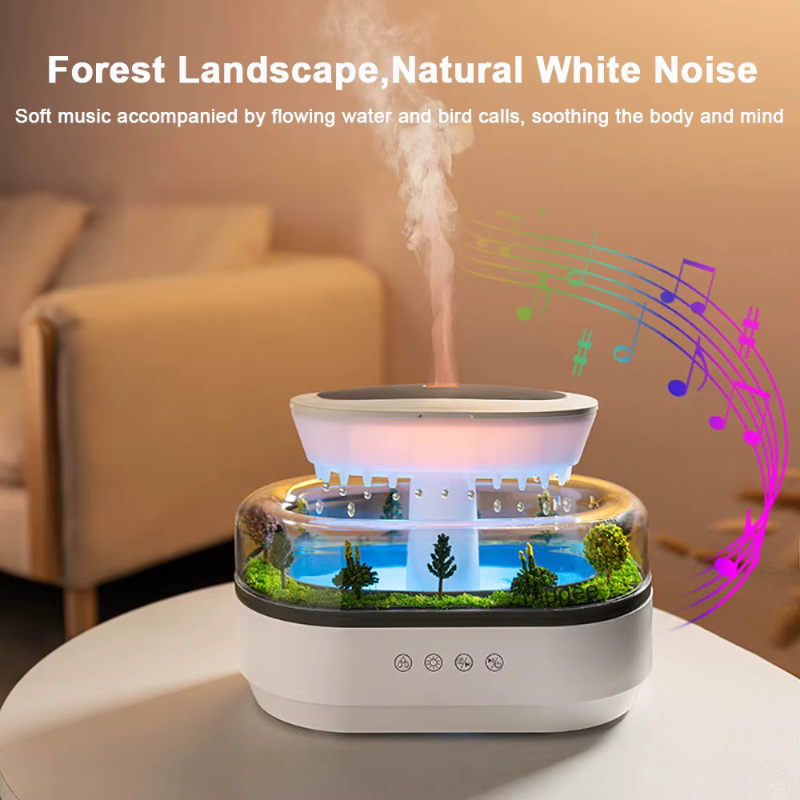Difusor Efecto Lluvia - Sonido, Niebla y Luz de Ambiente 
