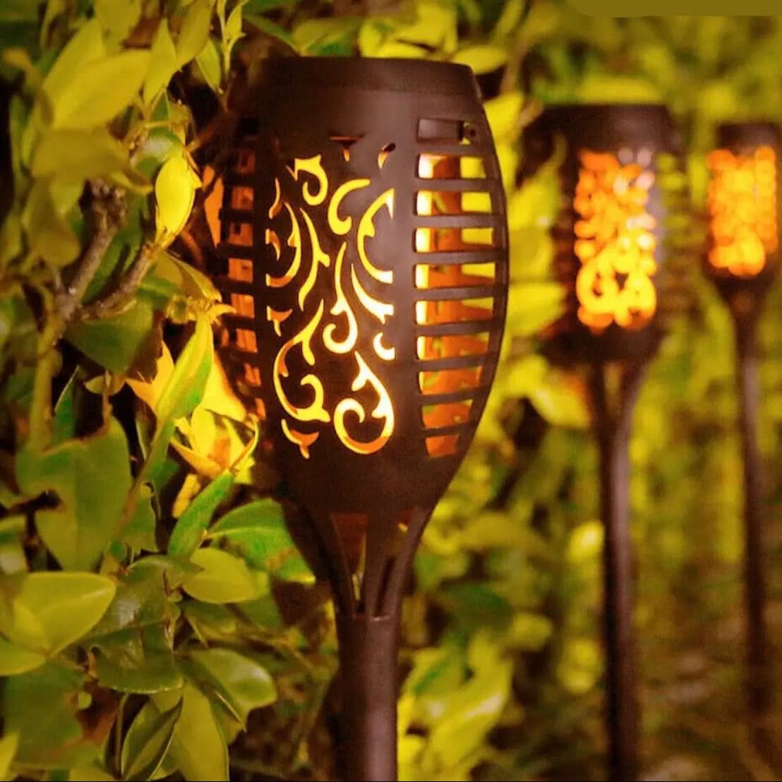LED sluneční lampa – realistický plamen bez ohně 
