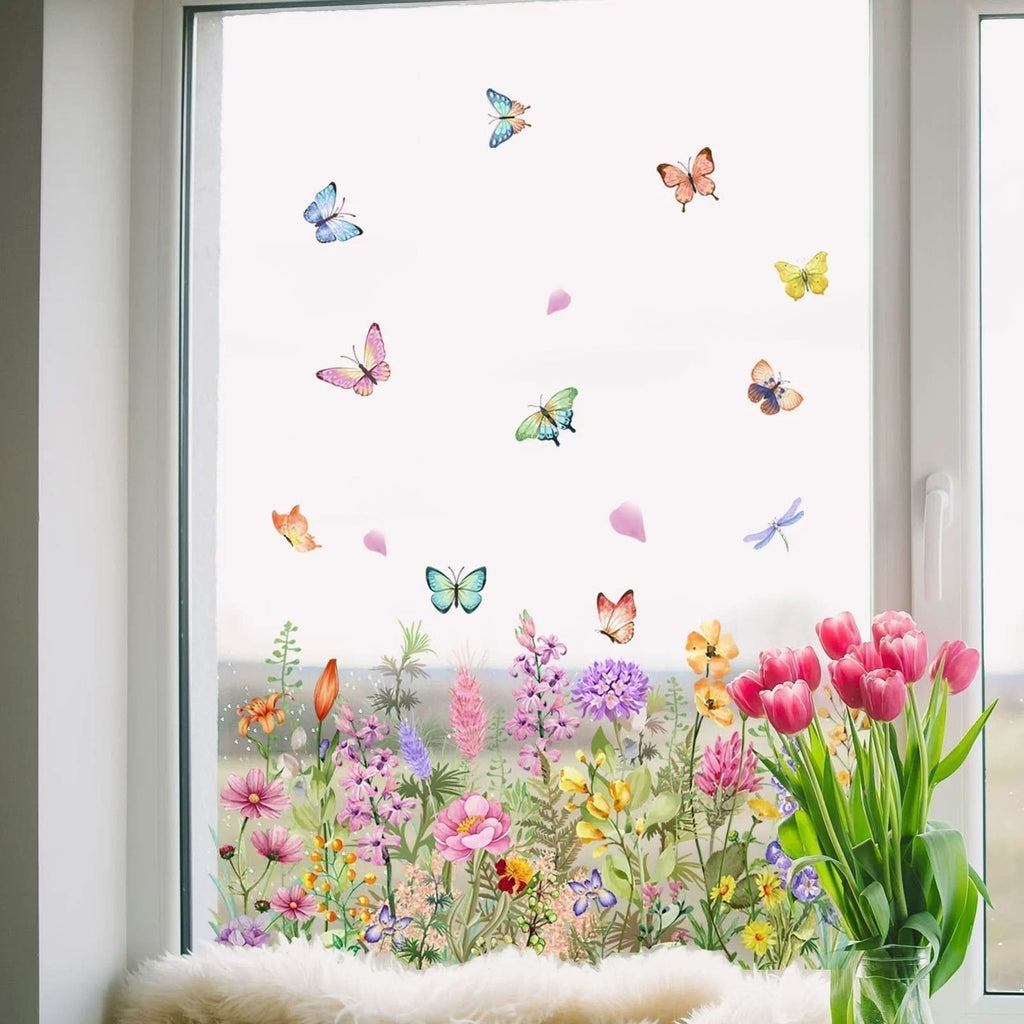 Pegatinas florales adhesivas para ventanas 