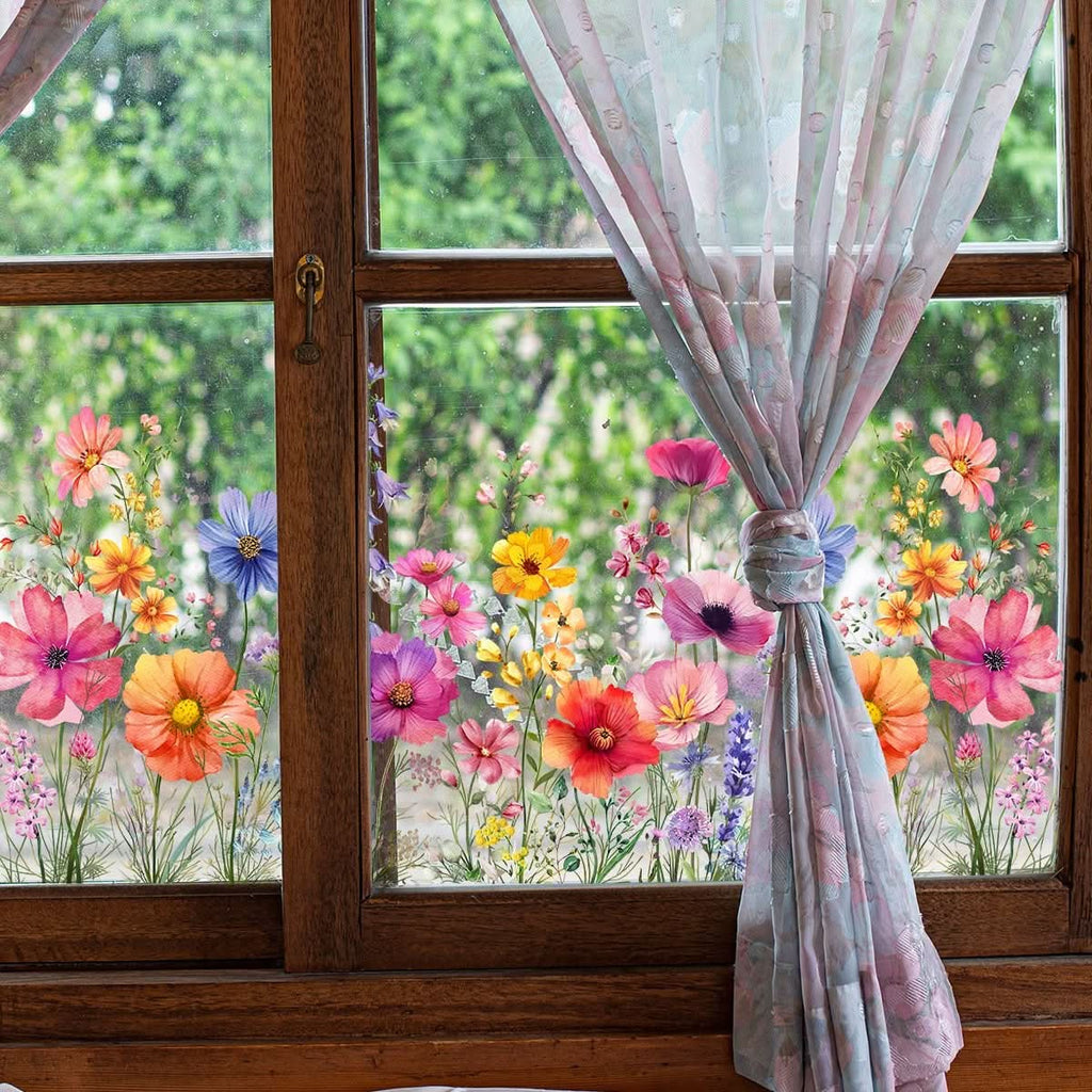 Pegatinas florales adhesivas para ventanas 