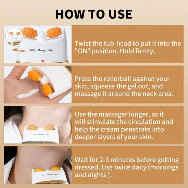 Straffende Creme für den Hals mit integriertem Massager 